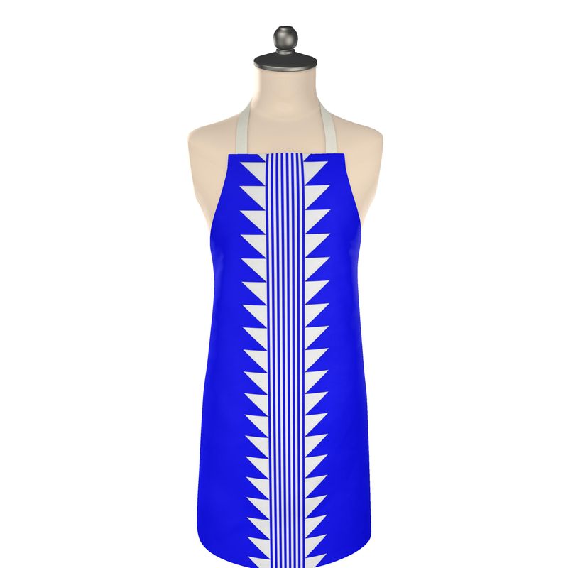 Blue Apron With Sturgeon Back Design