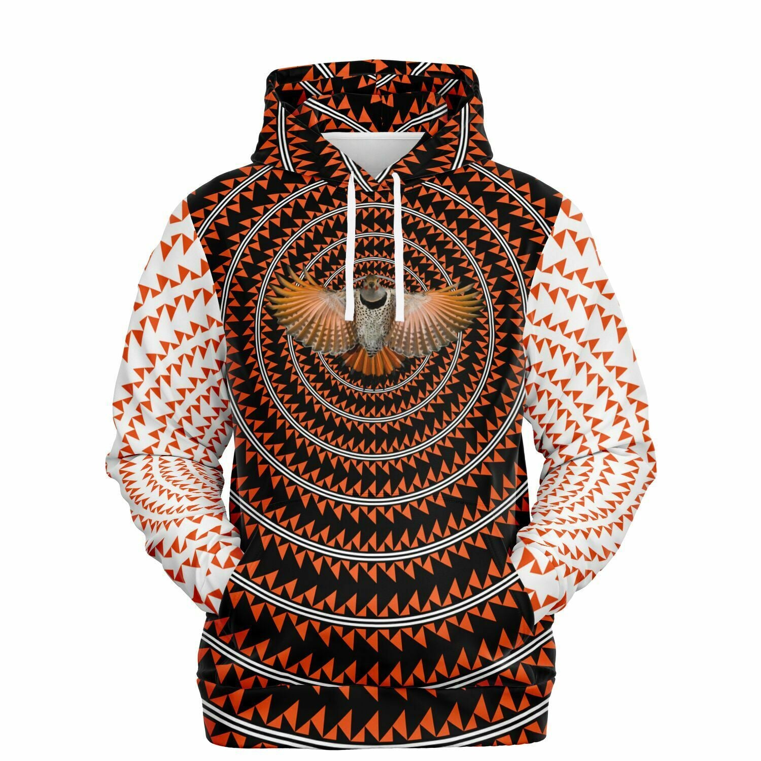 Soft Two Toned Hoodie With Flicker Bird And Sturgeon Back Designs - AOP