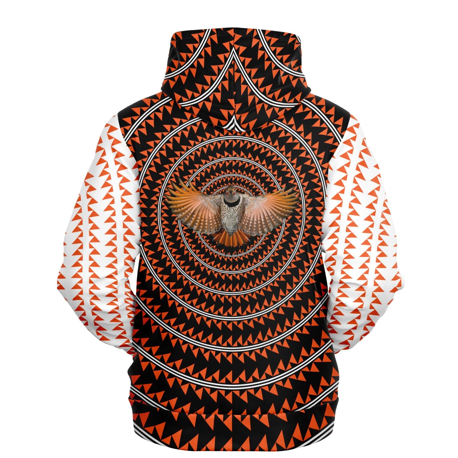 Soft Two Toned Hoodie With Flicker Bird And Sturgeon Back Designs - AOP