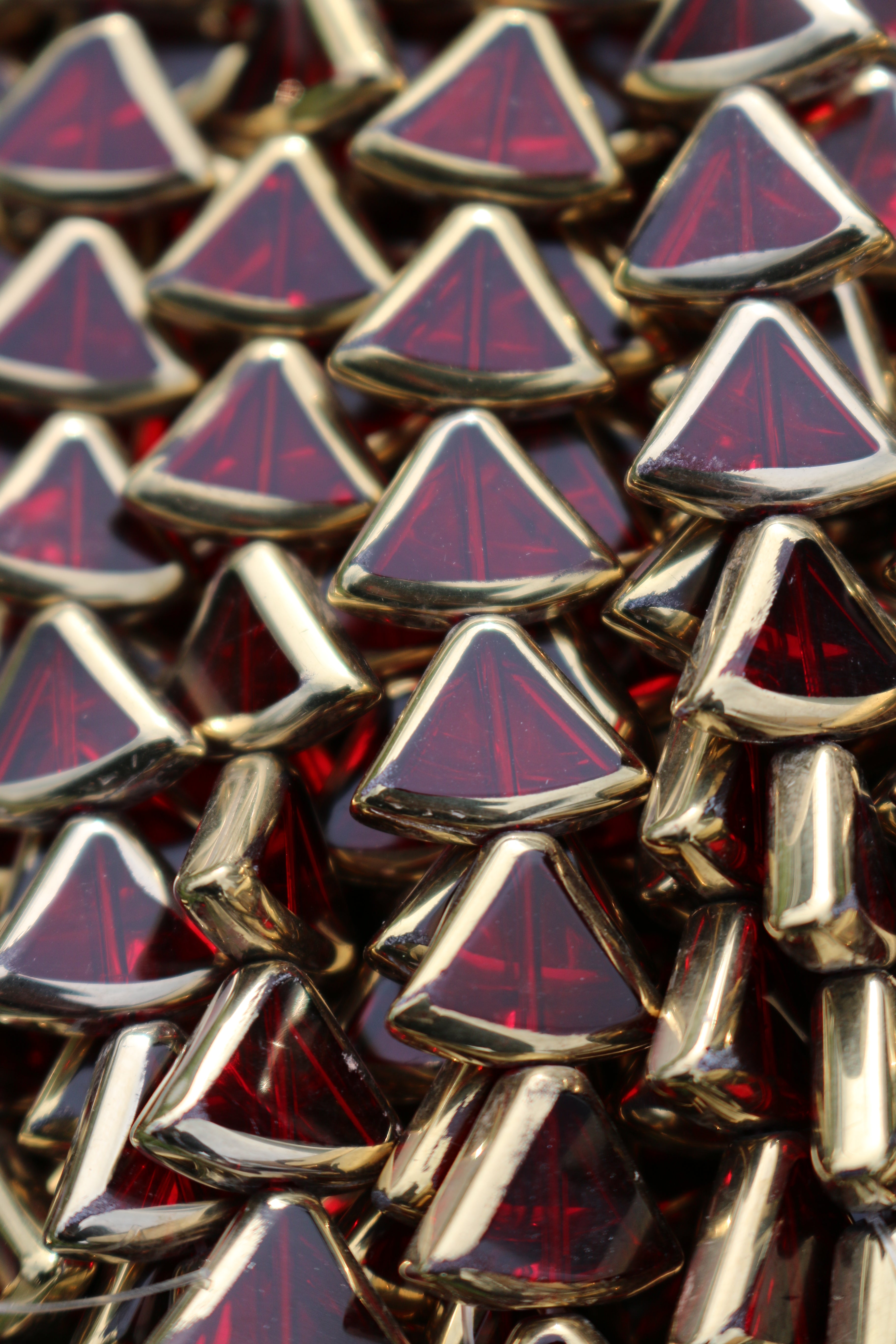 Red Gold Plated Glass Triangle Beads