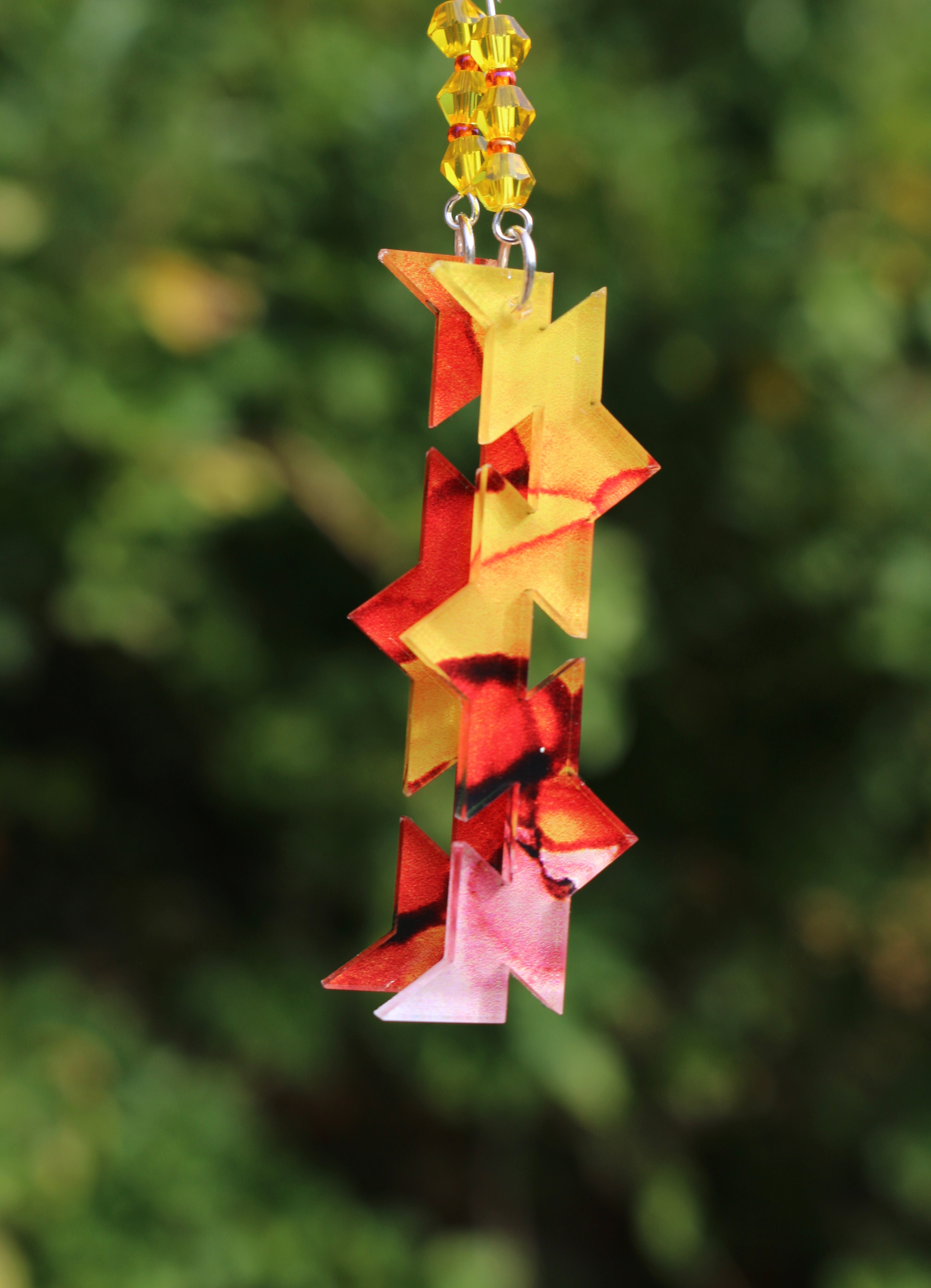 Fall Earrings! Leaf Patterned Acrylic On The Friendship Design, Glass Beads