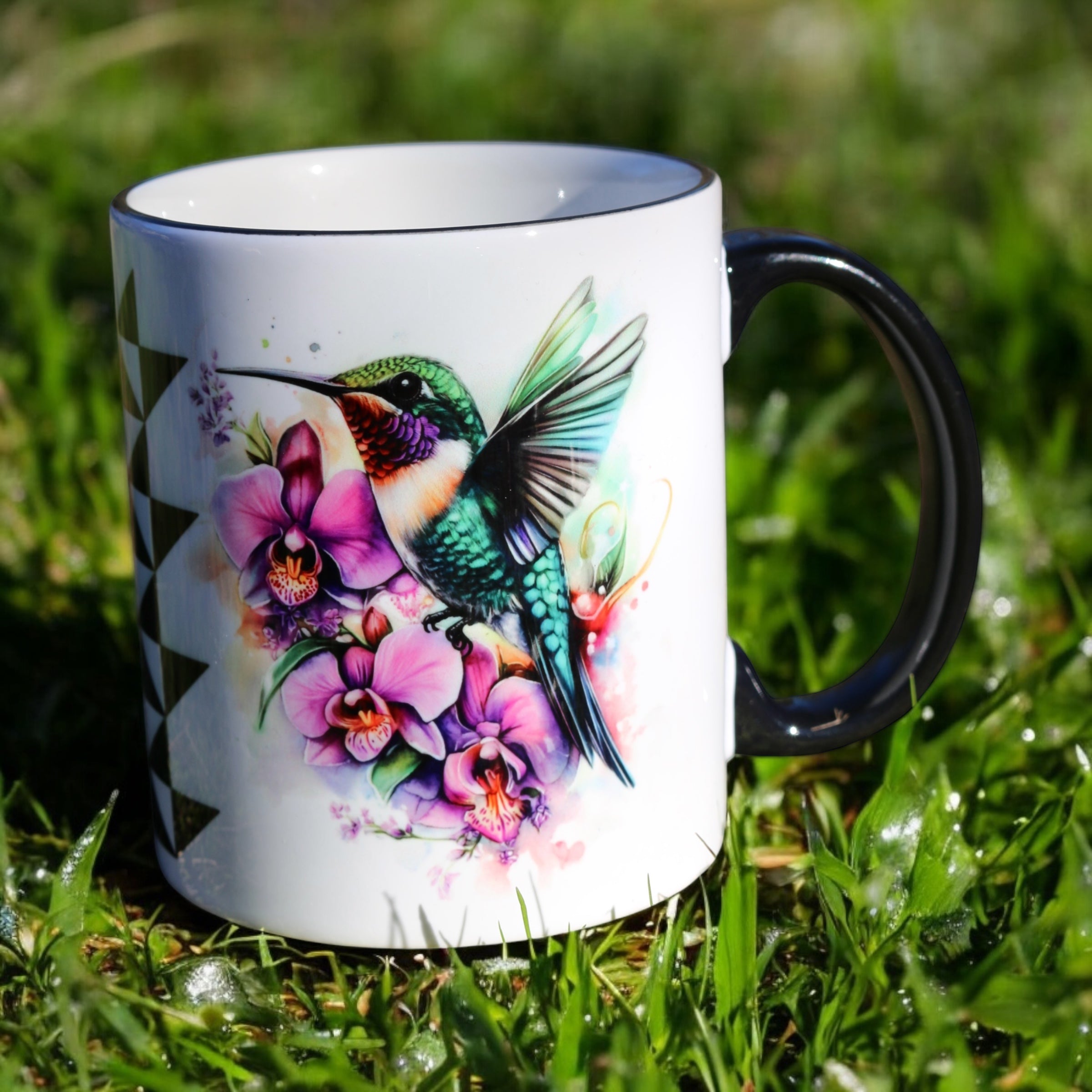 Hummingbird Mug With Butterfly Basket Design, Hupa, Yurok