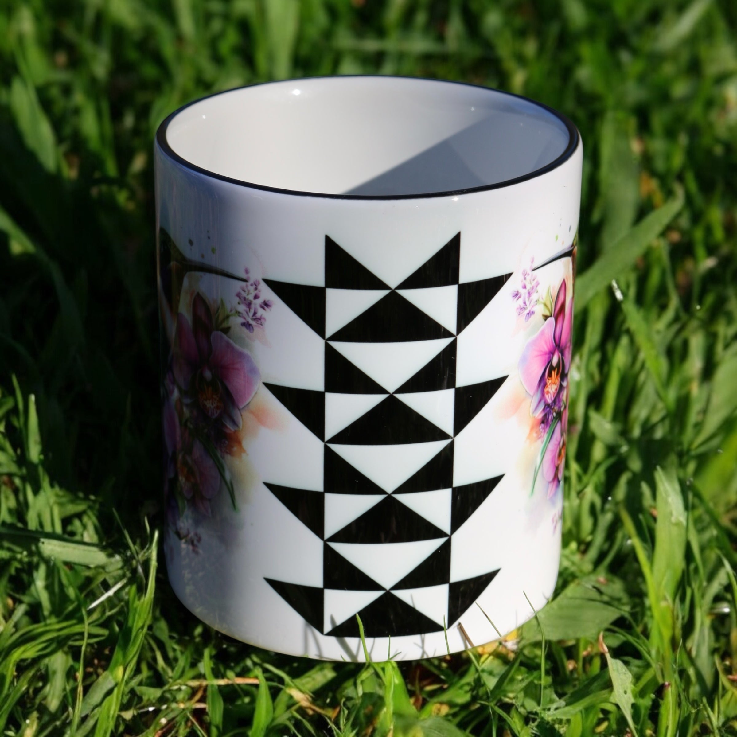 Hummingbird Mug With Butterfly Basket Design, Hupa, Yurok