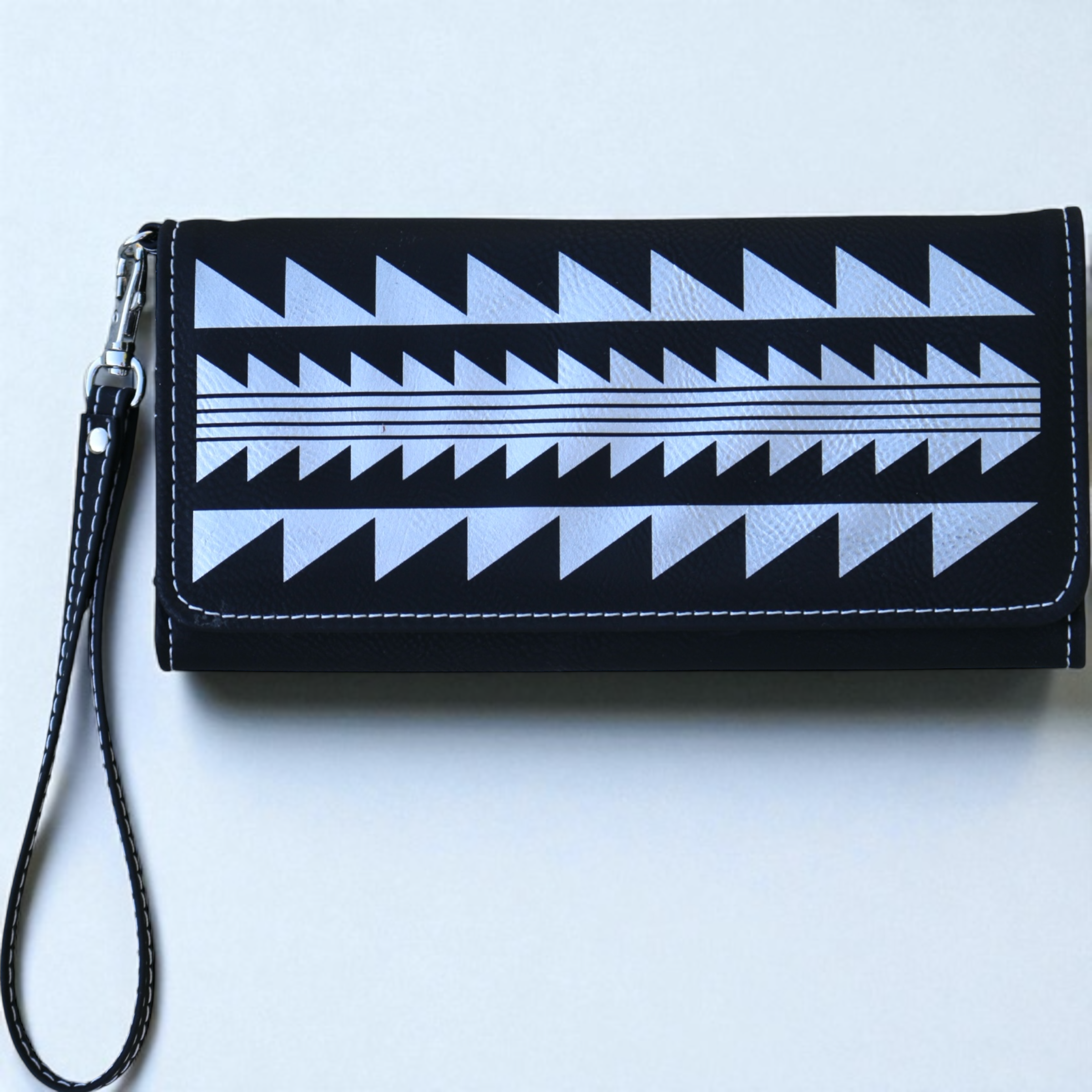 Black/ Silver Laser Engraved Wallet with Sturgeon Back Designs