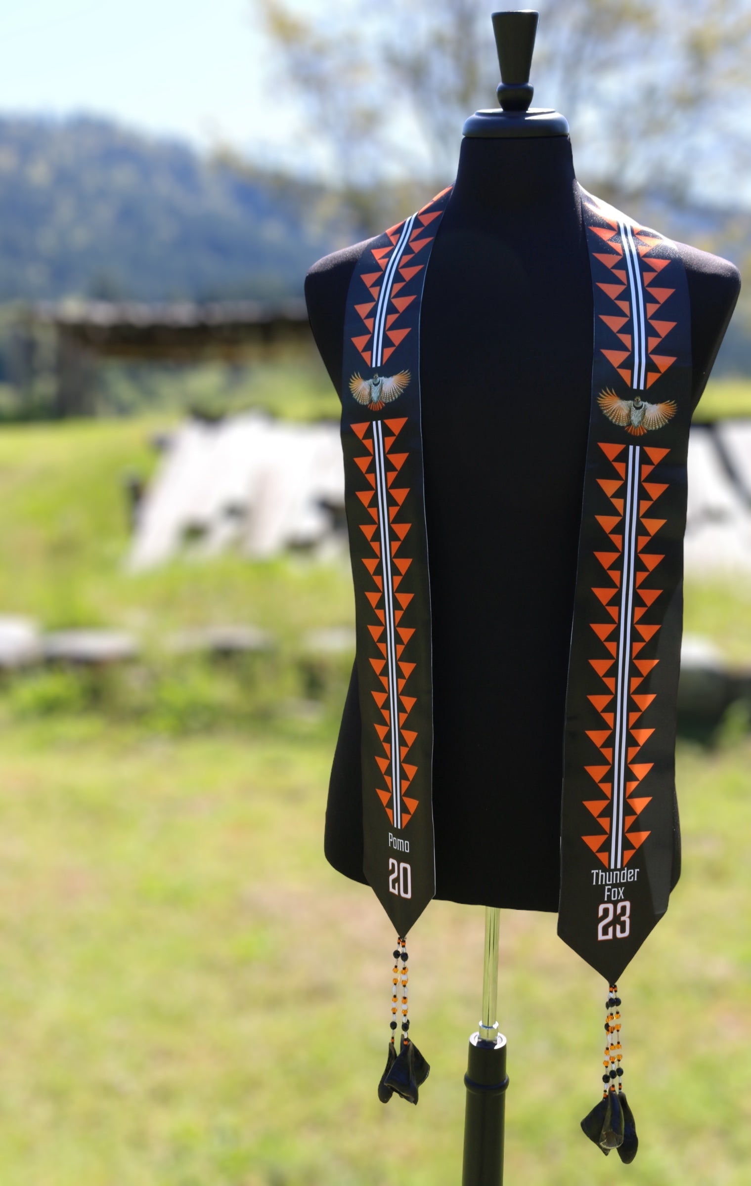 Adult Custom Graduation Stole , Native American Graduation Stole, Sash, Graduation Ceremony,Hupa, Yurok , Karuk,(PLEASE READ THE DESCRIPTION BEFORE YOU PLACE YOUR ORDER)