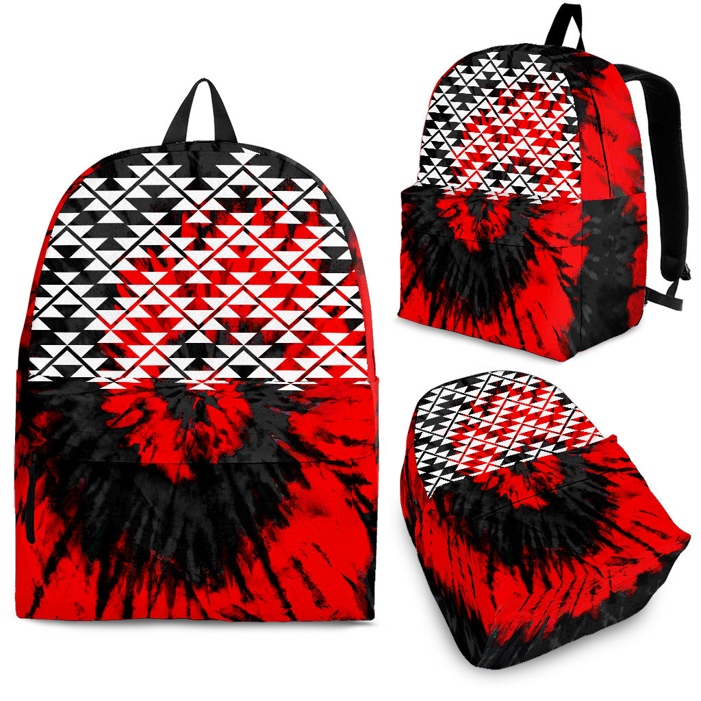 Red Tie Dye Backpack With Snake Nose Design