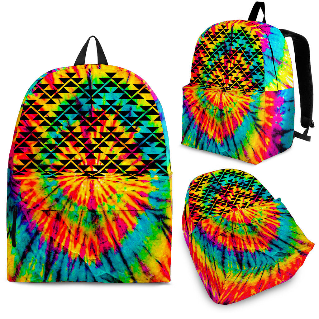 Rainbow Tie Dye Backpack With Tribal Design