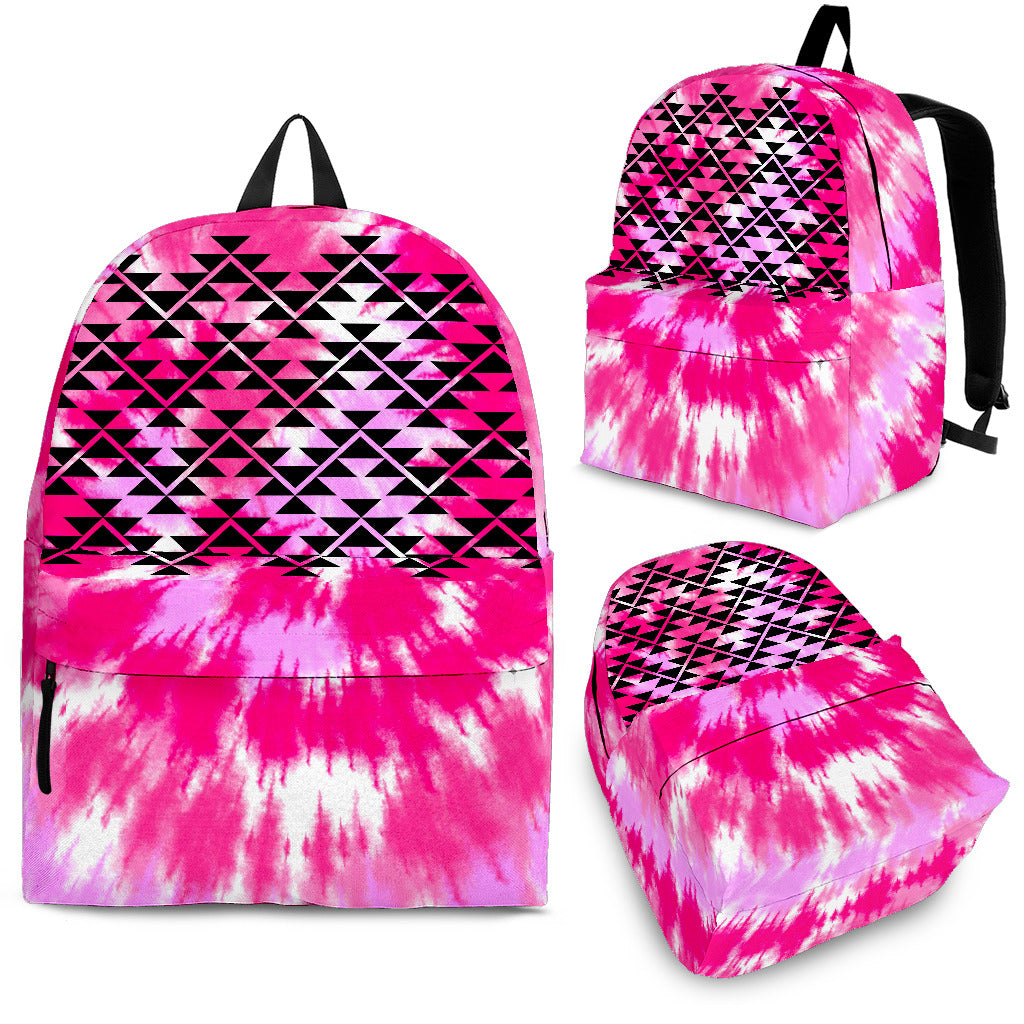 Pink Tie Dye Backpack With Snake Nose Design