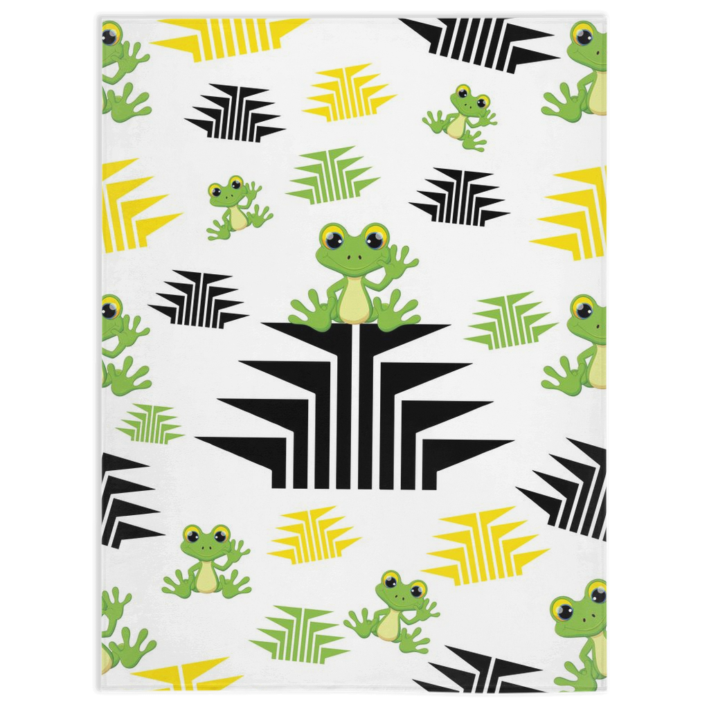 Minky Baby Blanket With Baby Frog, Frog Foot Design