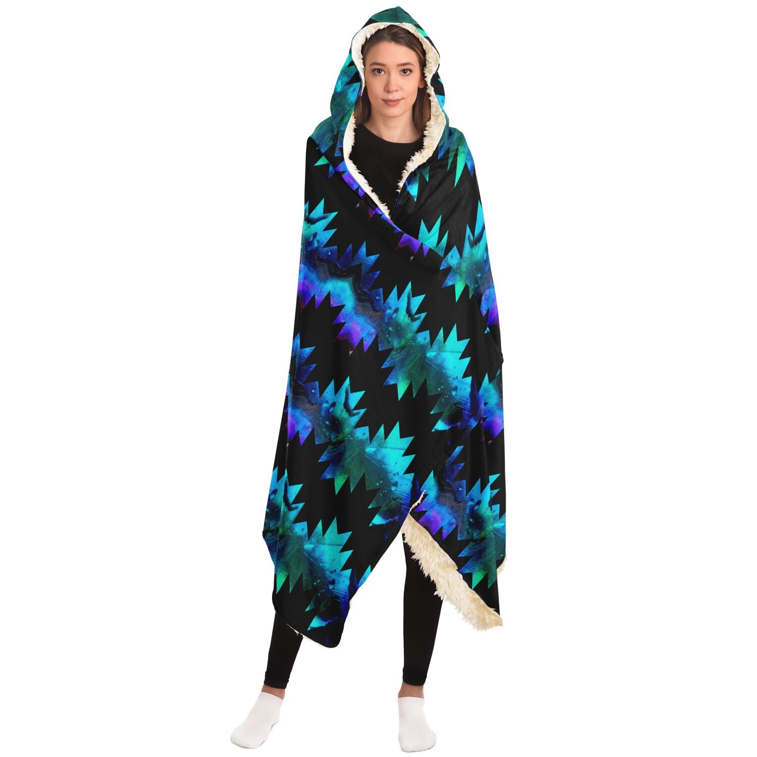 Hooded Blanket With Abalone Swallowtail Design