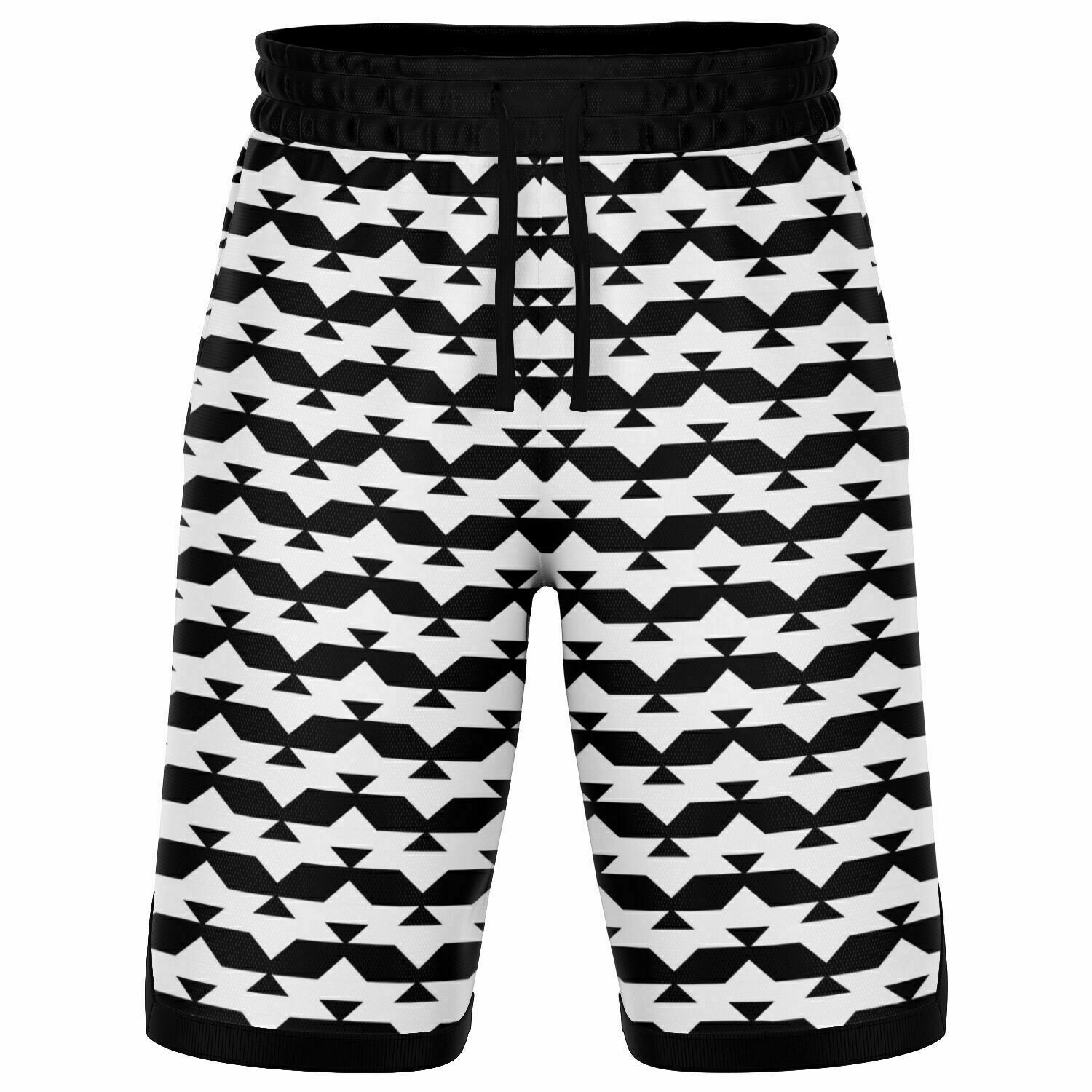 Black/White Friendship Design Basketball Shorts