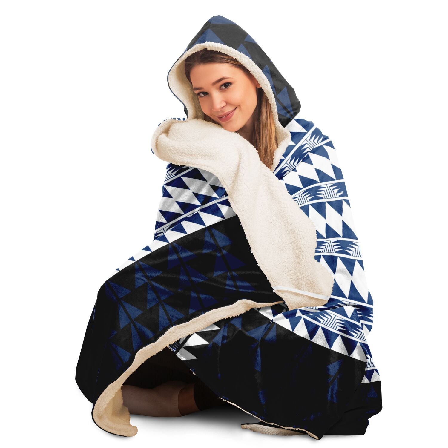 Hooded Blanket With Flint, Frog Foot, Sturgeon Back Designs