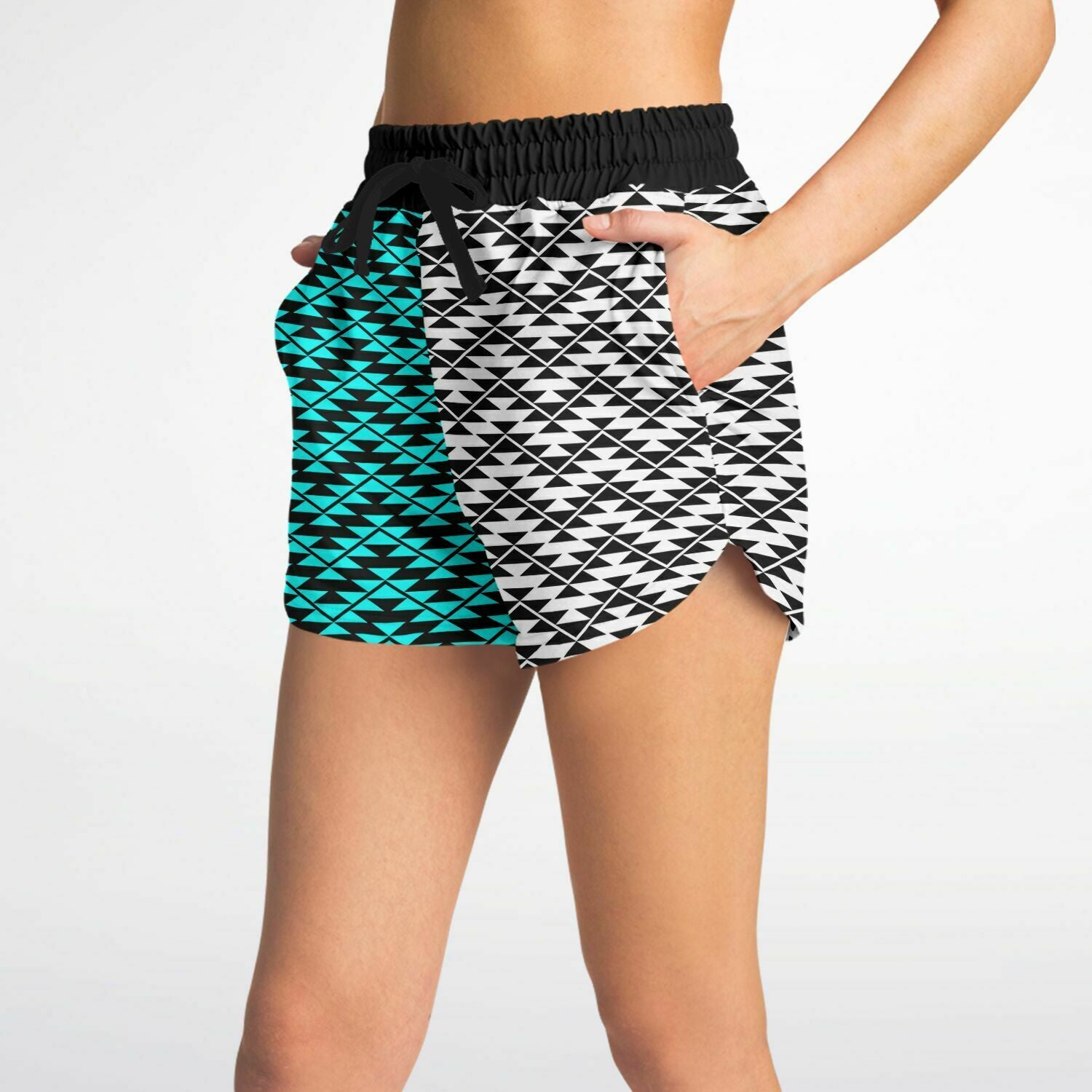 Women's Athletic Two Tone Loose Shorts With Snake Nose Design