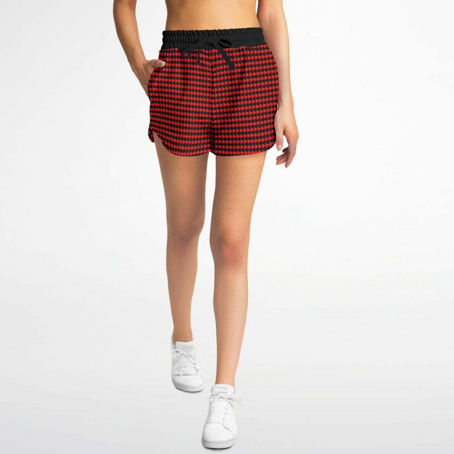 Women's Athletic Loose Shorts With Red Sturgeon Back Design