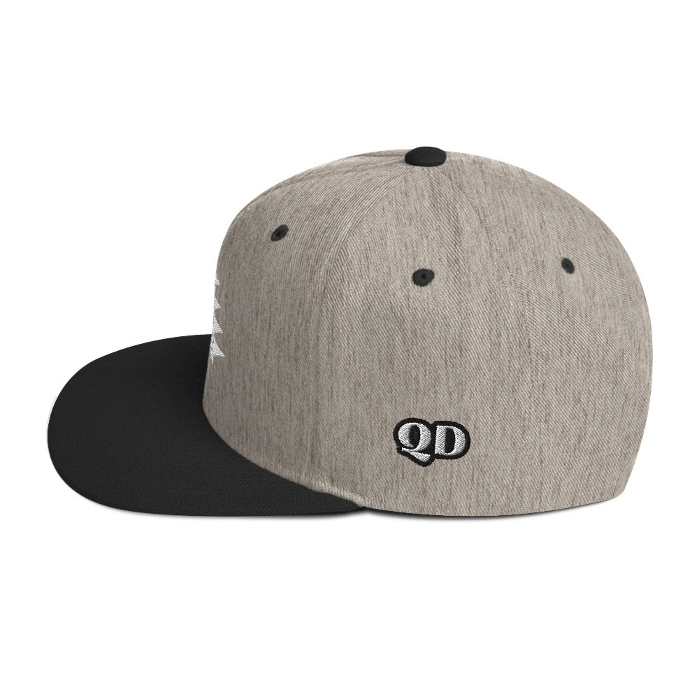 Embroidered Snapback Hat With White Frog Foot Design