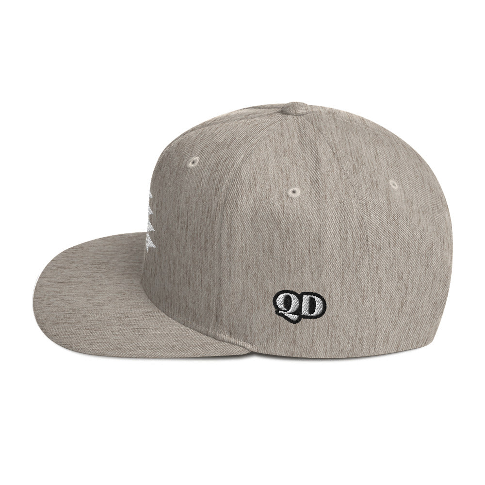 Embroidered Snapback Hat With White Frog Foot Design