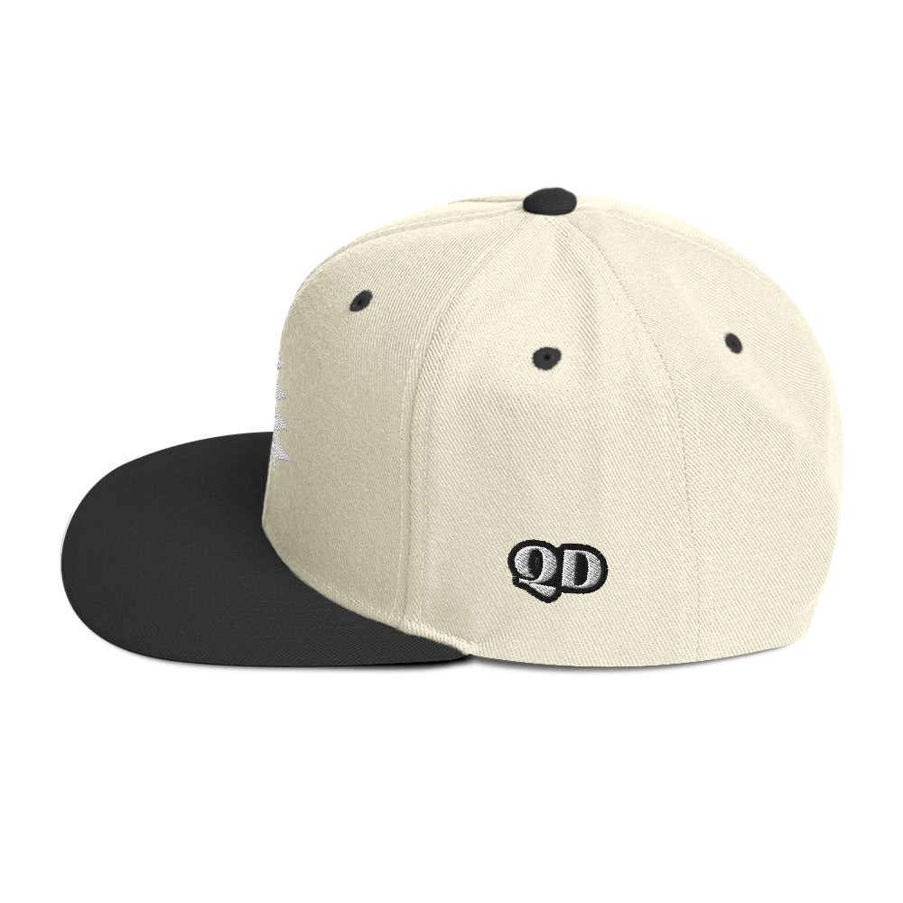 Embroidered Snapback Hat With White Frog Foot Design