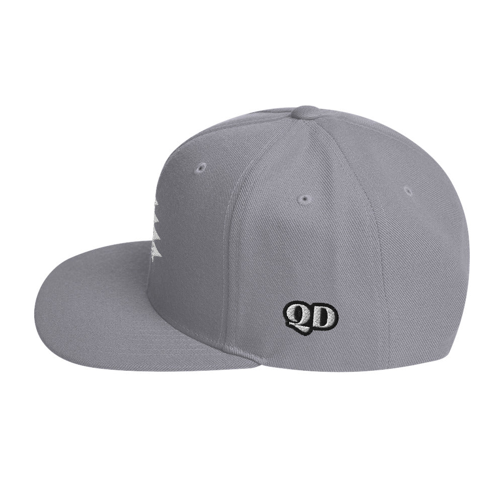 Embroidered Snapback Hat With White Frog Foot Design