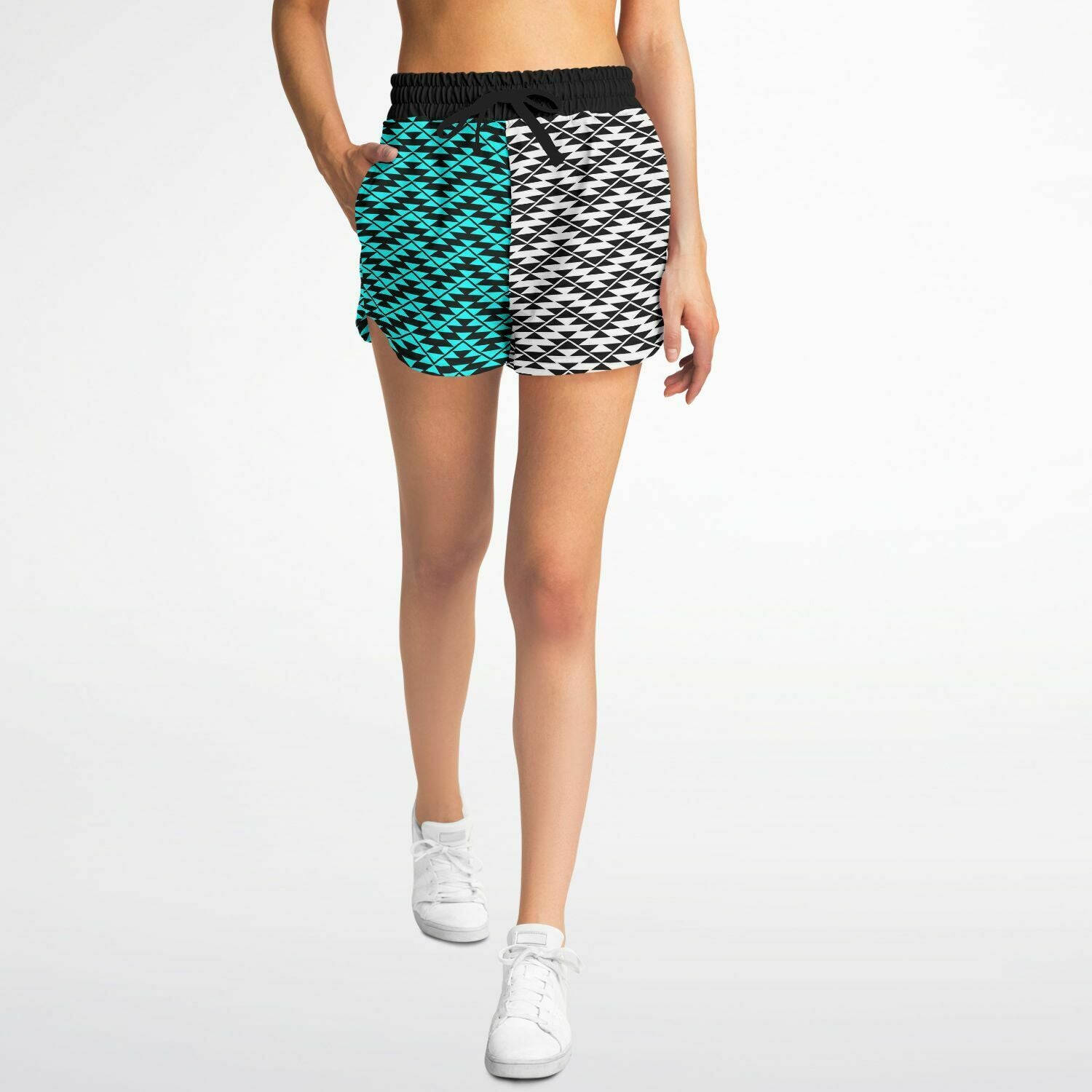 Women's Athletic Two Tone Loose Shorts With Snake Nose Design