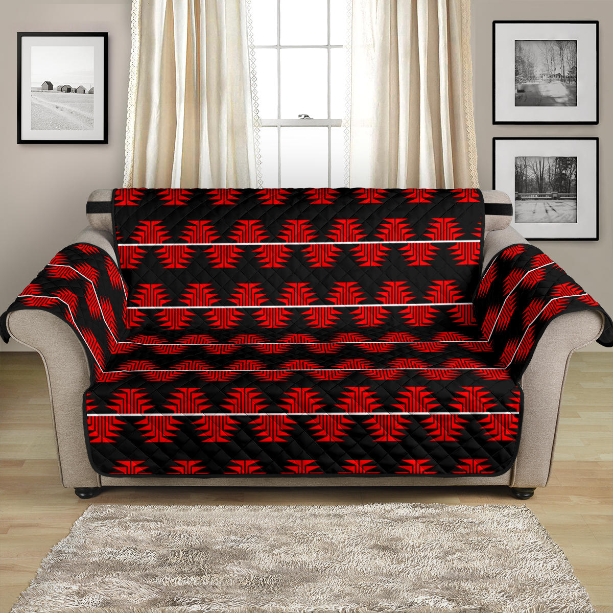 54" Loveseat Sofa Protector With Red Frog Foot Designs