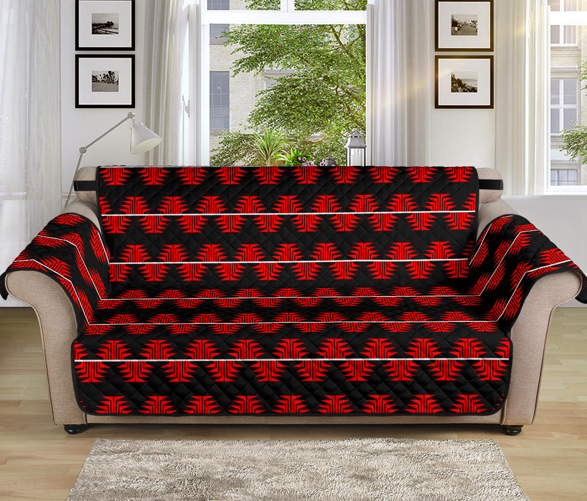 70" Sofa Protector With Red Frog Foot Designs