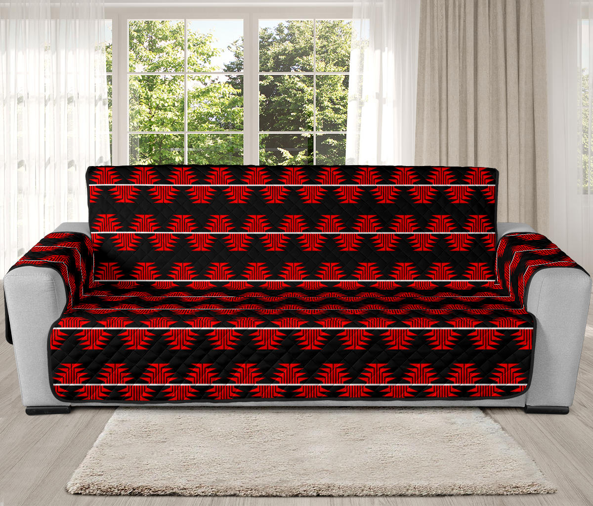 78" Oversized Sofa Protector With Red Frog Foot Design