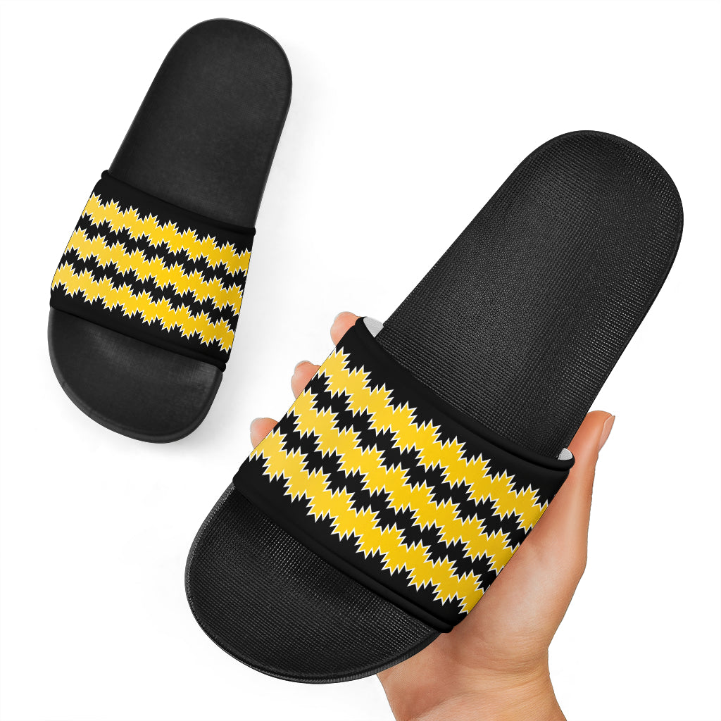 Slide Sandals With Yellow Swallow Tail Designs