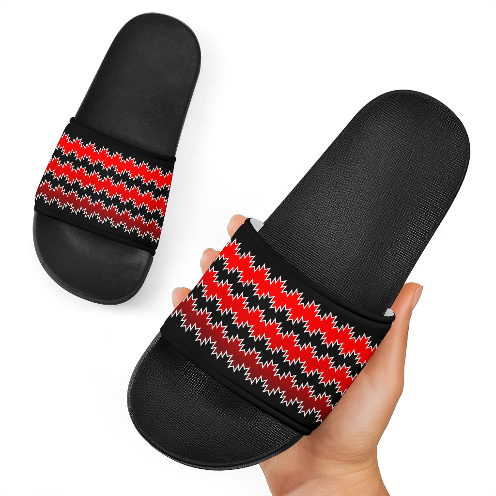 Slide Sandals With Red Swallow Tail Designs