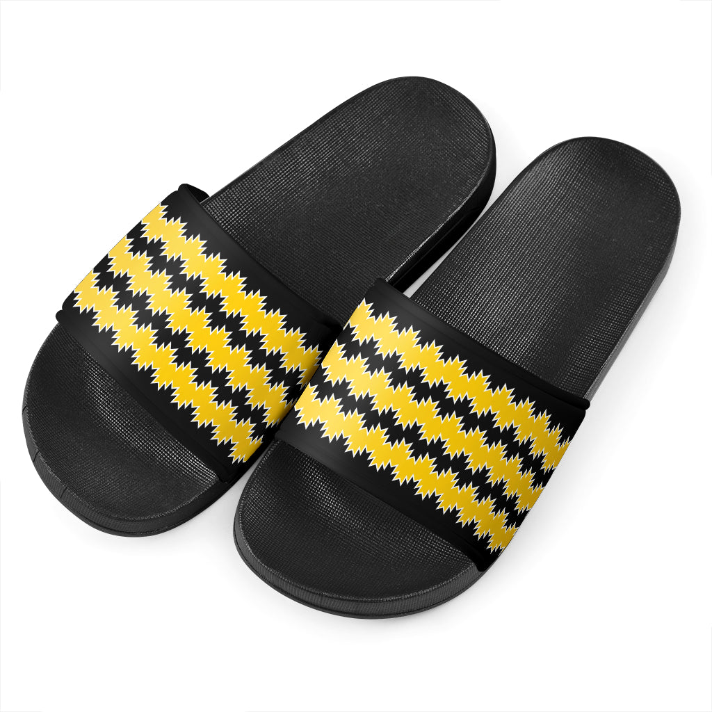 Slide Sandals With Yellow Swallow Tail Designs