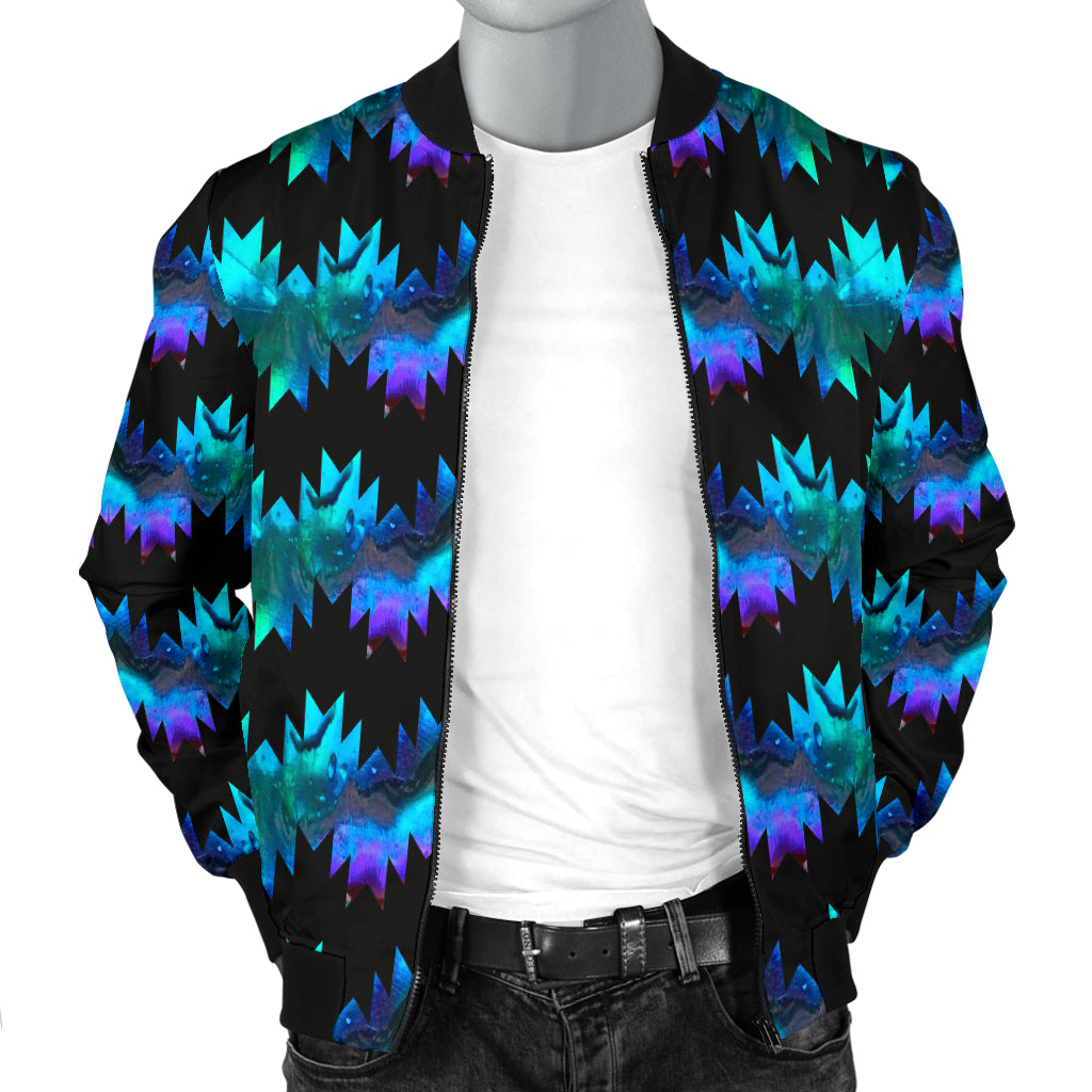 Mens Bomber Jacket With Abalone Swallowtail Designs