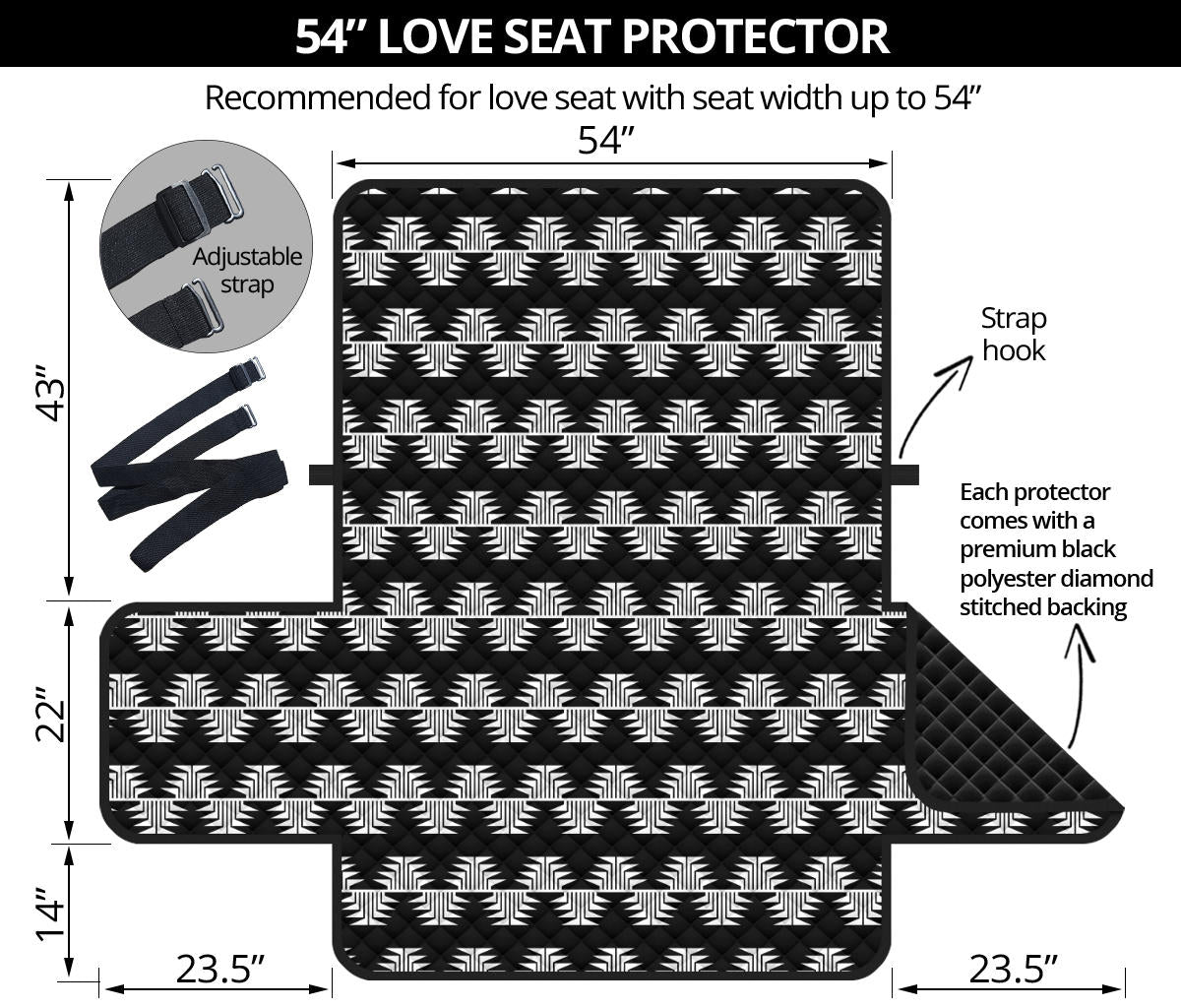 54" Loveseat Sofa Protector With White Frog Foot Designs