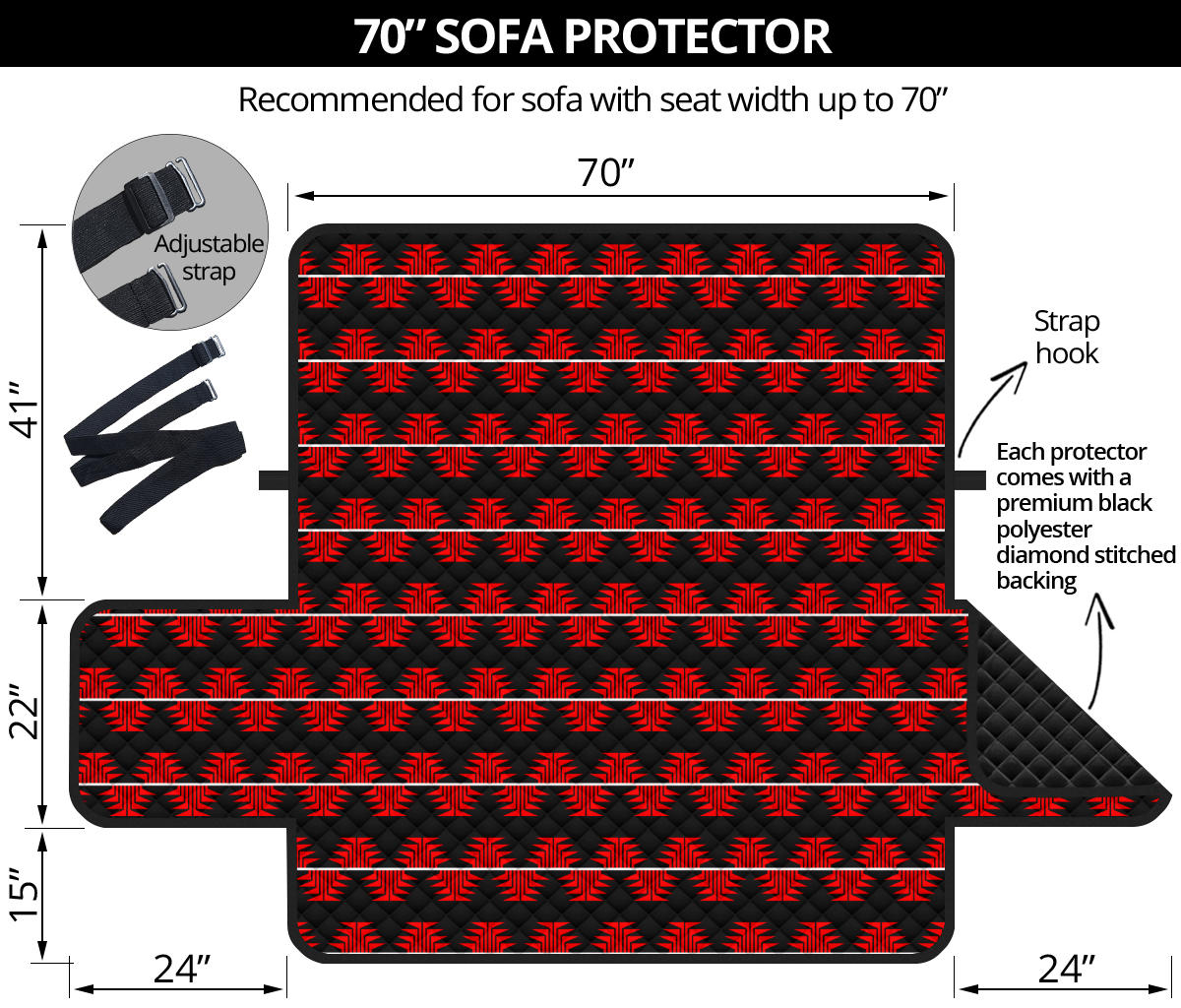 70" Sofa Protector With Red Frog Foot Designs