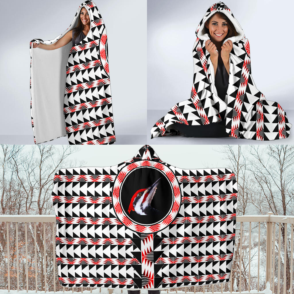 Hooded Blanket (Pileated Woodpecker With Frog Foot And Sturgeon Back Design)