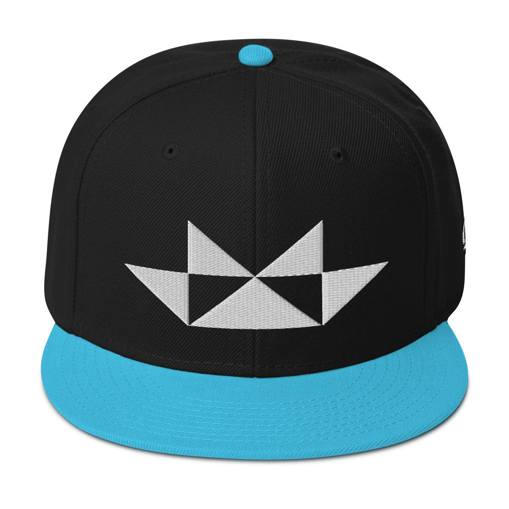 Embroidered Snapback Hat With White Butterfly Design