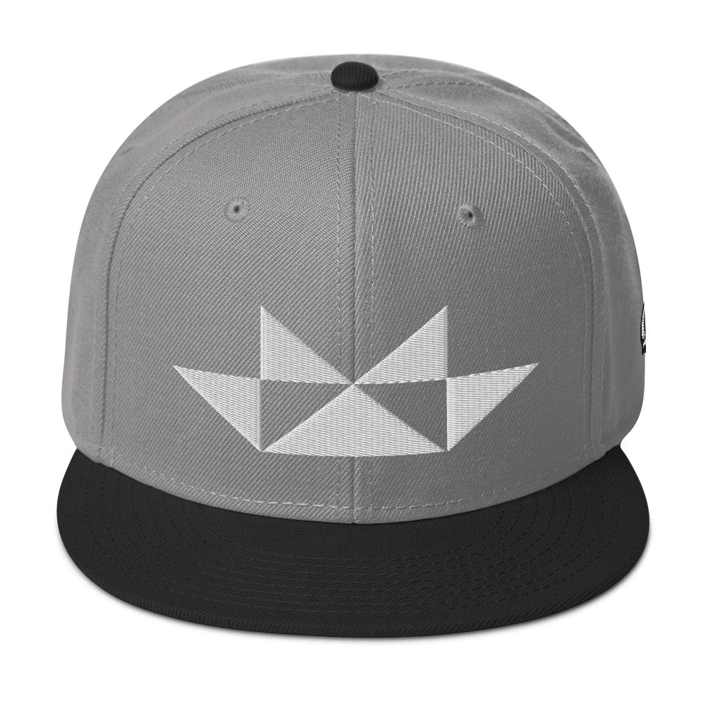 Embroidered Snapback Hat With White Butterfly Design