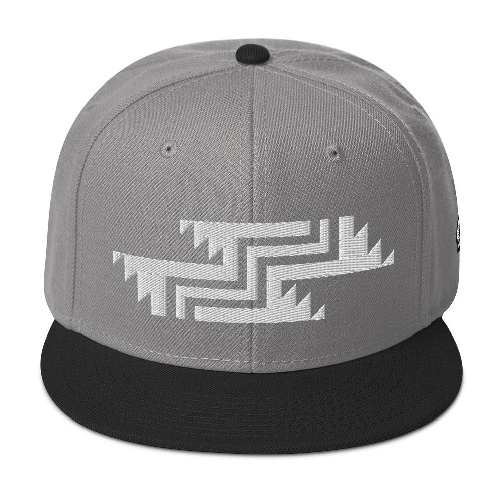 Embroidered Snapback Hat With White Grizzly Paw Design