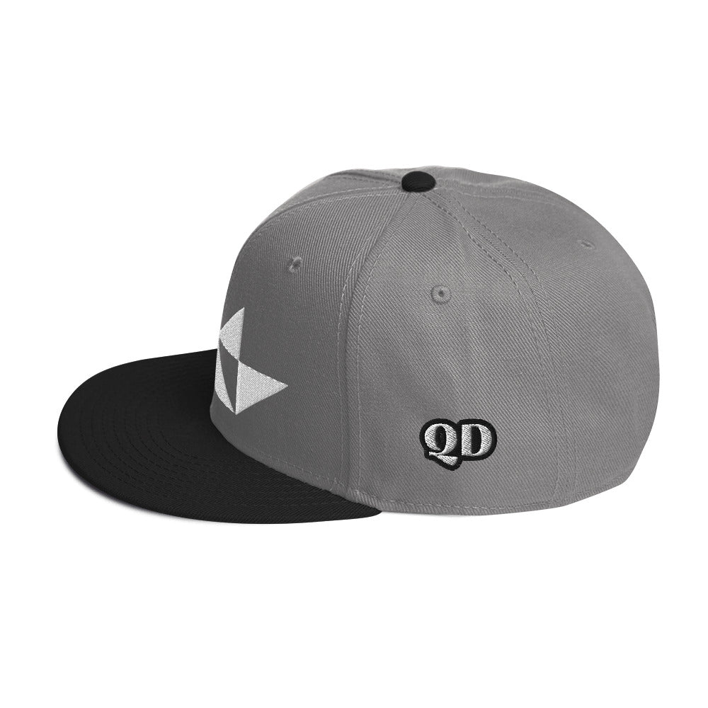 Embroidered Snapback Hat With White Butterfly Design