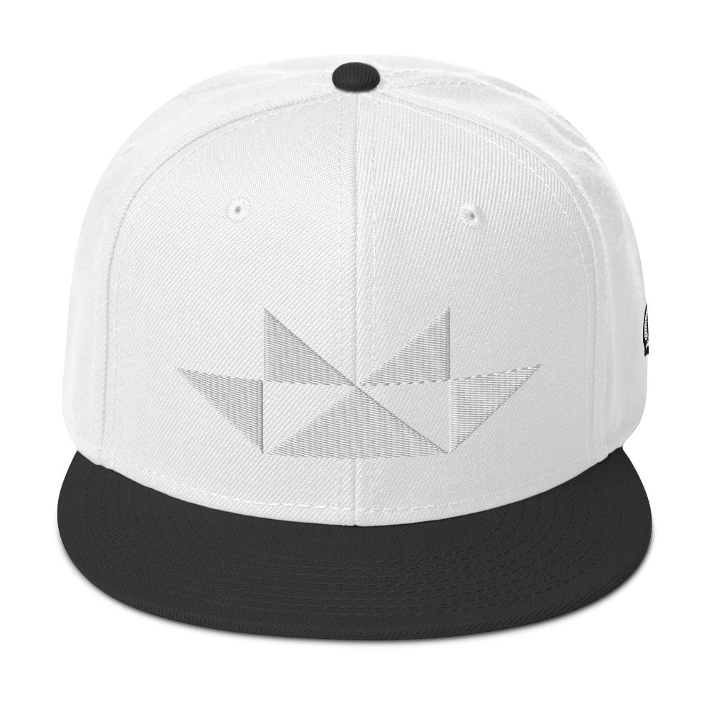 Embroidered Snapback Hat With White Butterfly Design