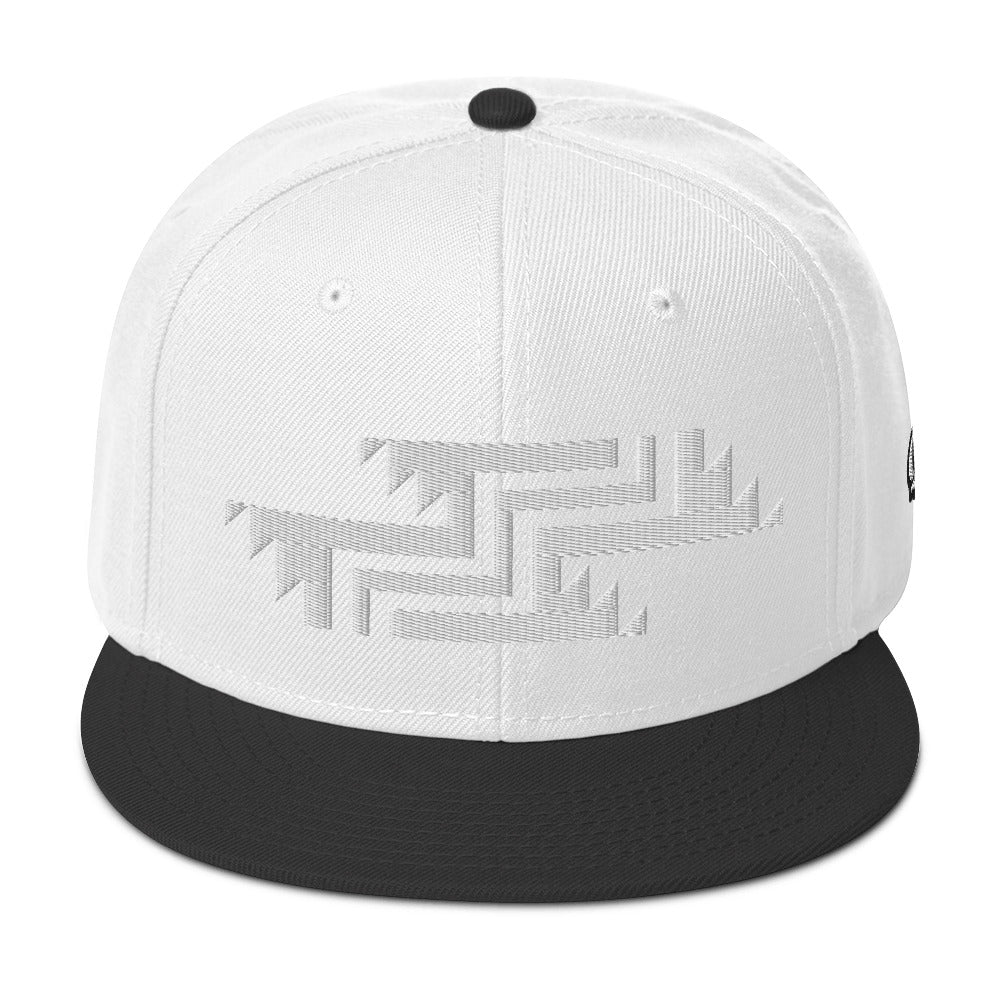 Embroidered Snapback Hat With White Grizzly Paw Design