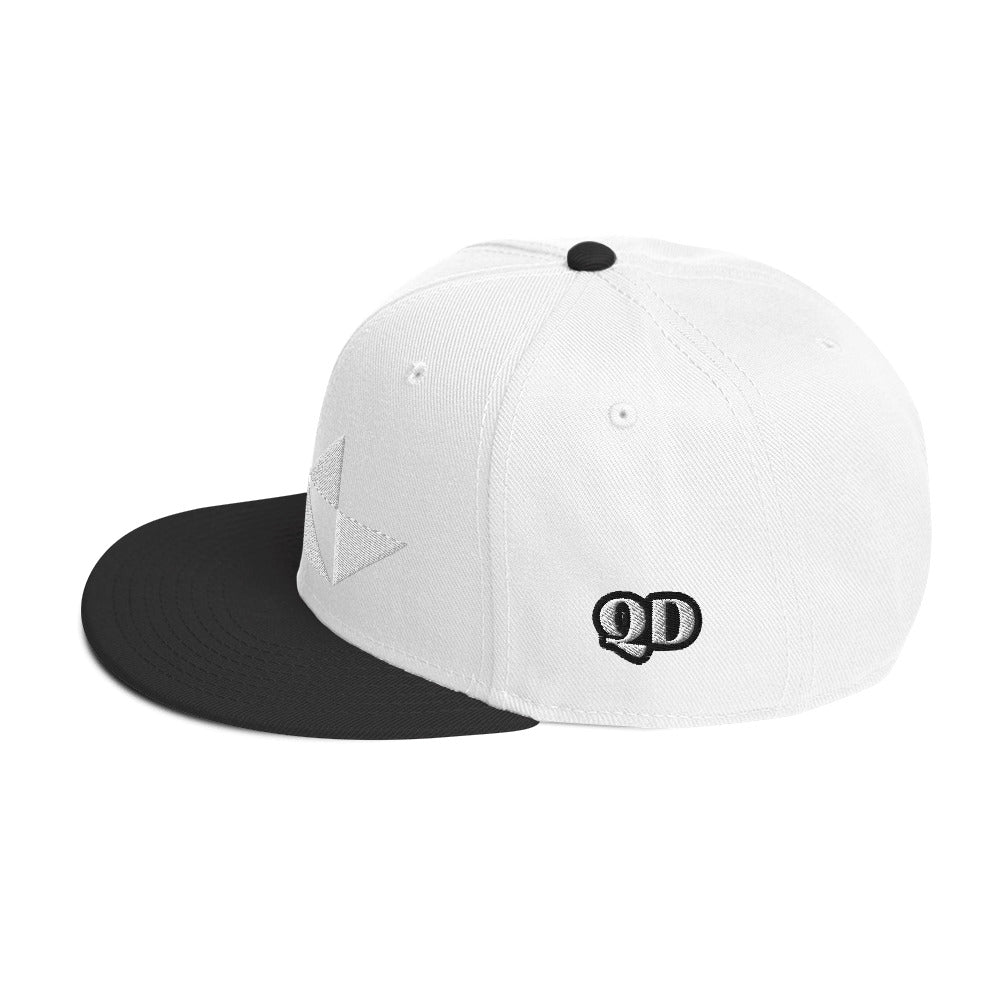 Embroidered Snapback Hat With White Butterfly Design