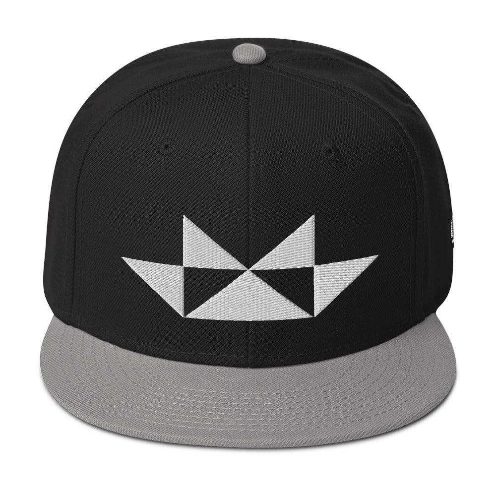 Embroidered Snapback Hat With White Butterfly Design