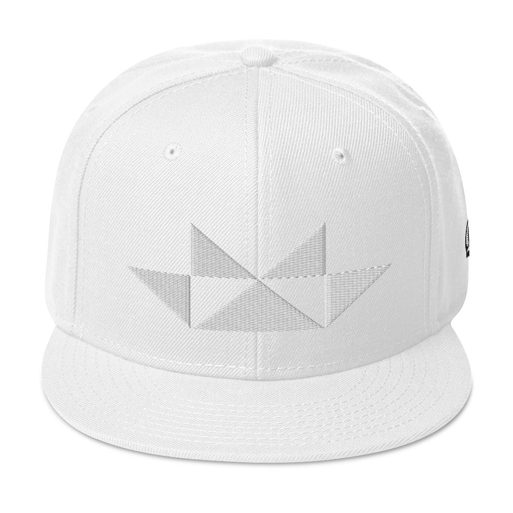 Embroidered Snapback Hat With White Butterfly Design