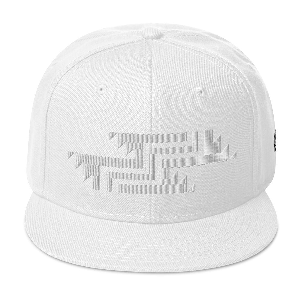 Embroidered Snapback Hat With White Grizzly Paw Design