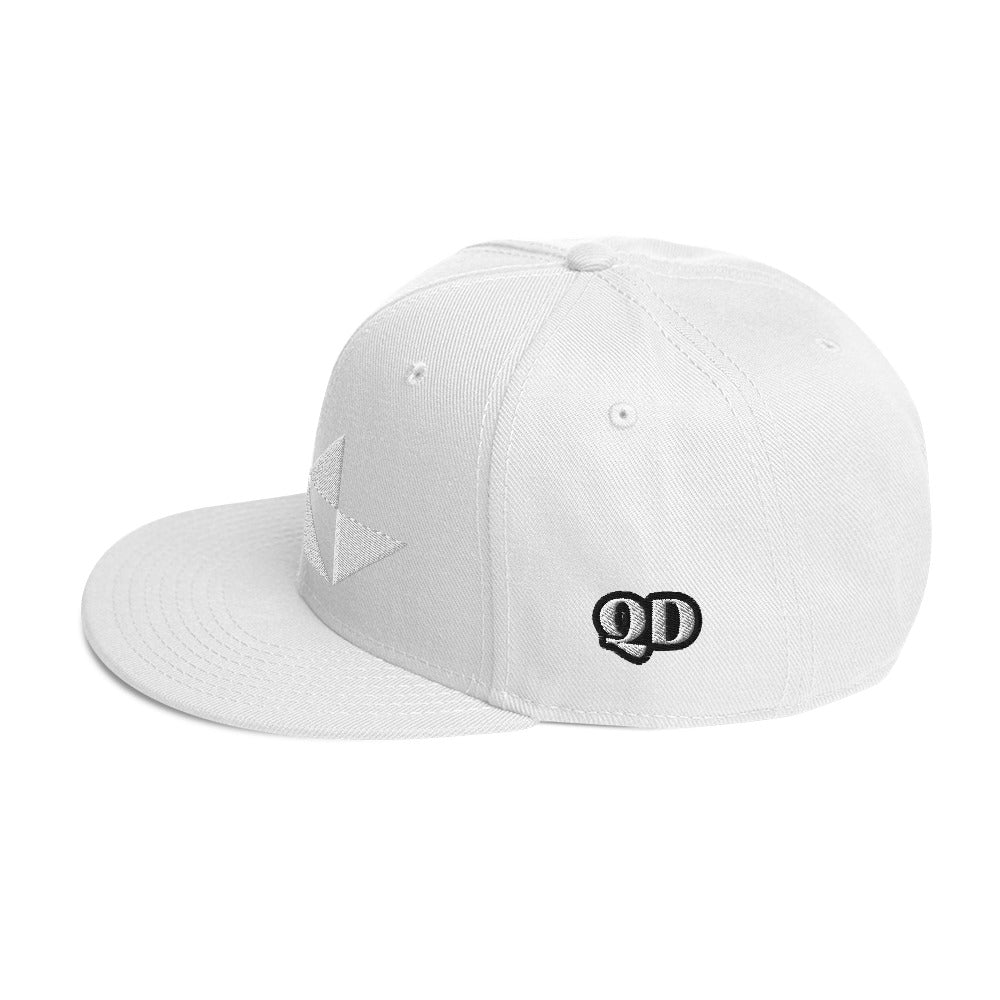 Embroidered Snapback Hat With White Butterfly Design