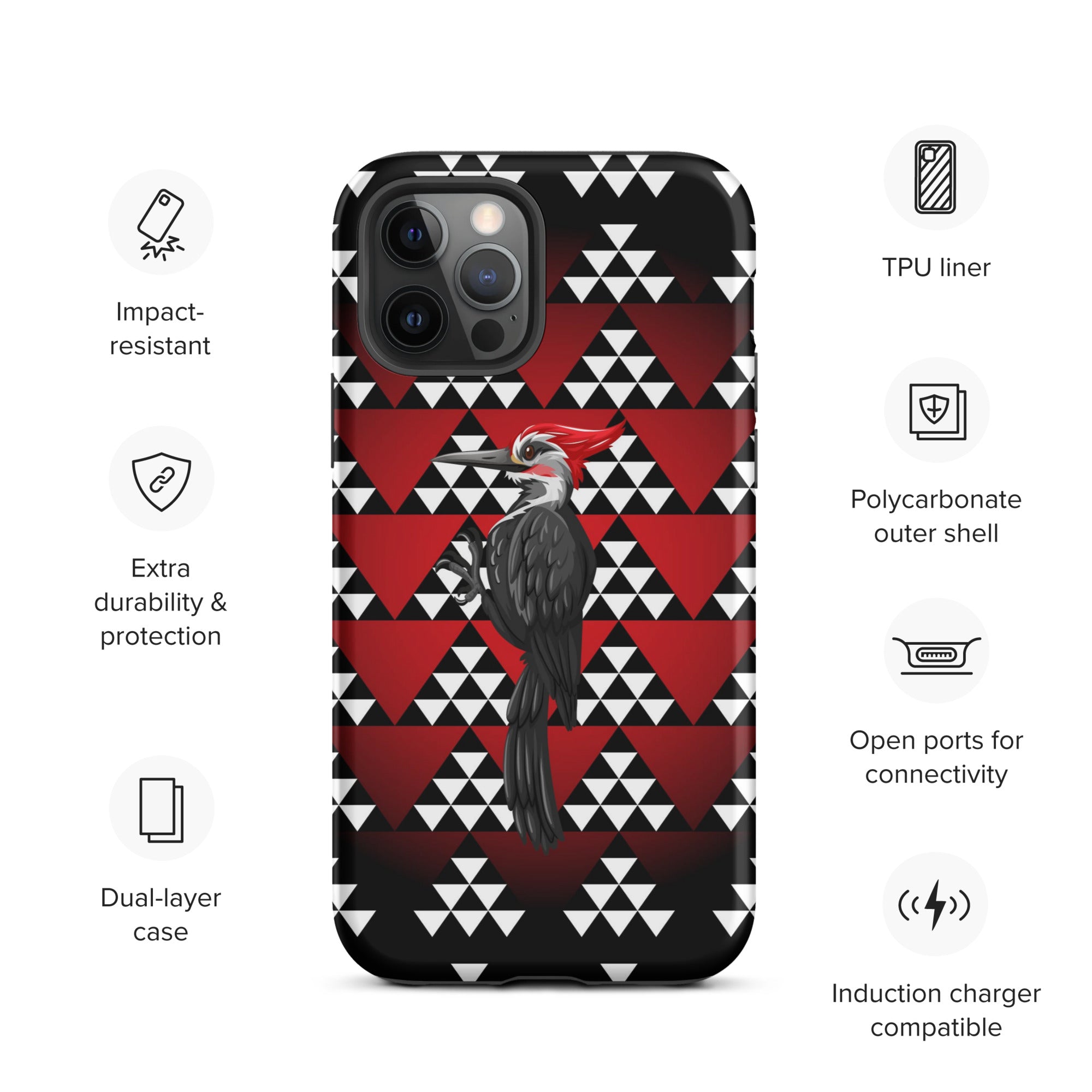 Tough iPhone Case, Snake Nose Design With Pileated Woodpecker – qostandesigns Tough iPhone Case, Snake Nose Design With Pileated Woodpecker – qostandesigns