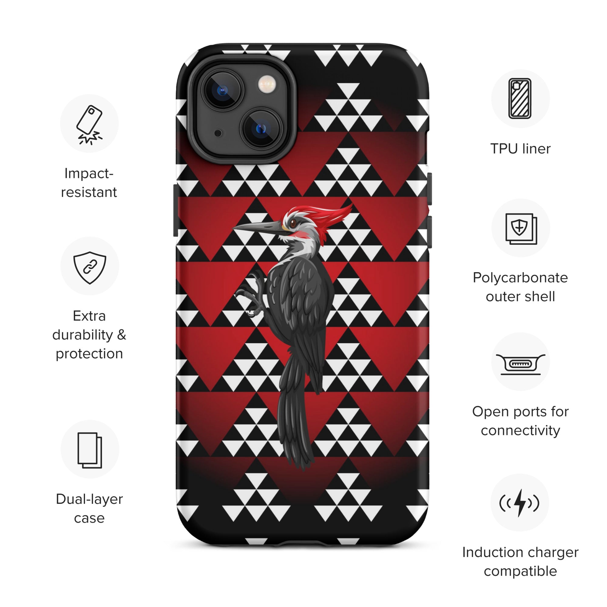 Tough iPhone Case, Snake Nose Design With Pileated Woodpecker